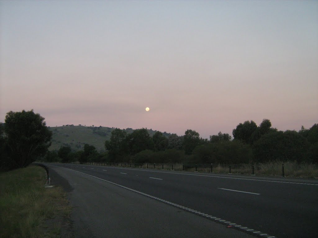 Moonrise over hills near Euroa, Vic