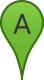 Green pin with letter A